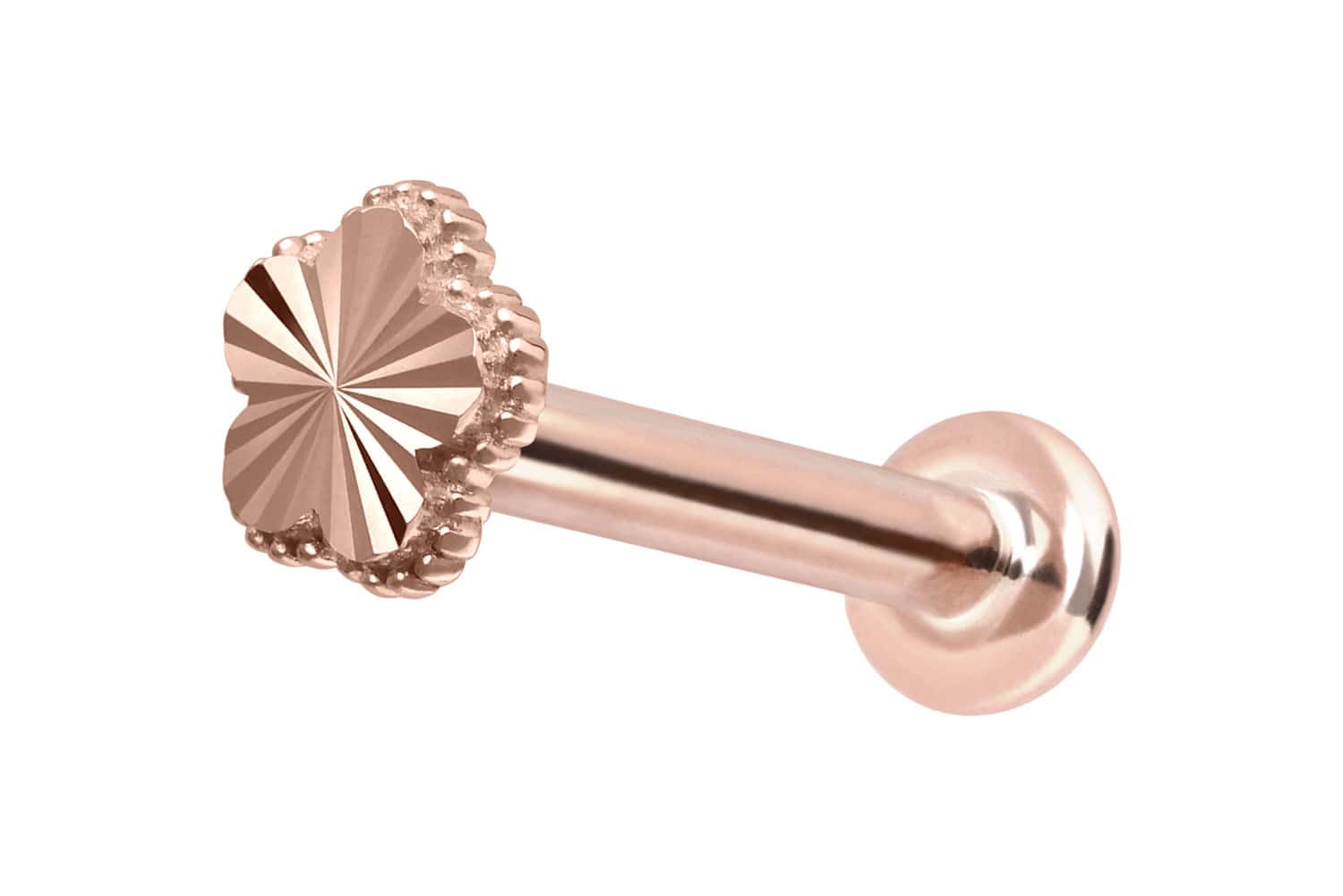 14 Karat Gold Labret Piercing mit Push Fit BLUME